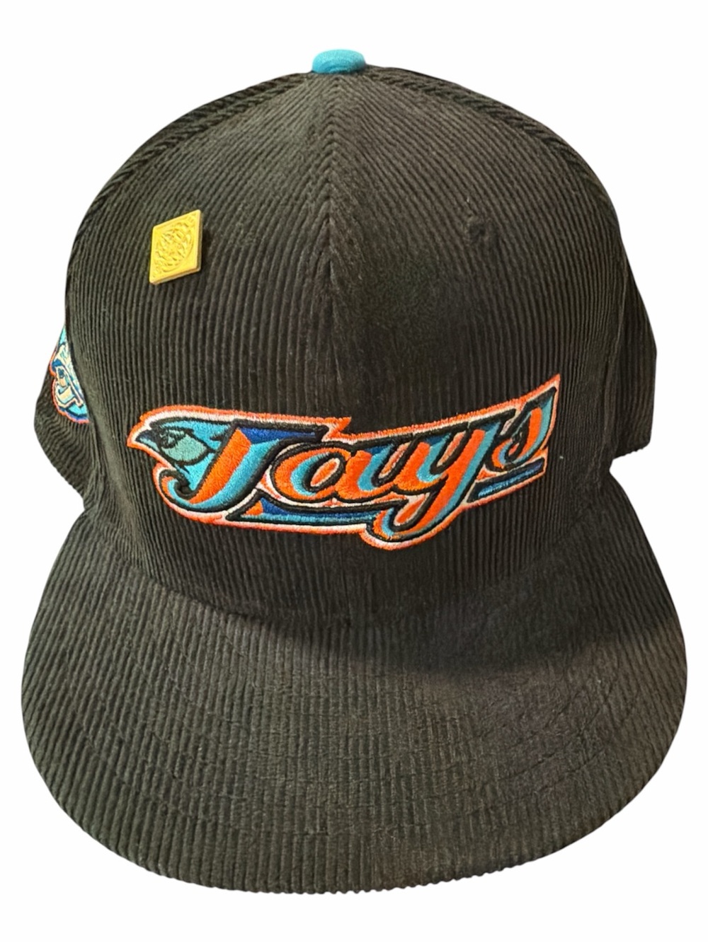 New Era Black Corduroy Toronto Jays side patch Fitted hat